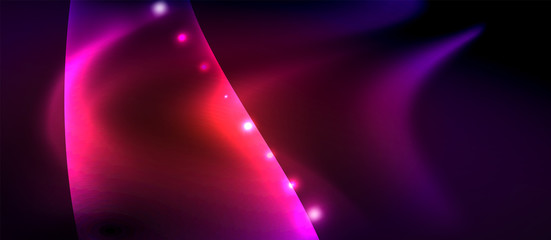 Glossy glowing neon light wave background