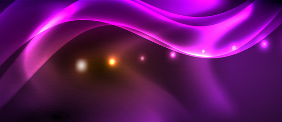 Neon color wave lines abstract background, magic techno futuristic light