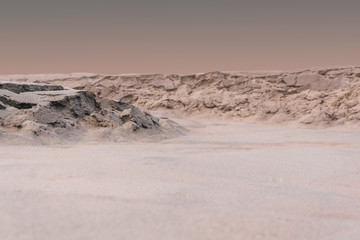 martian landscape during a dust storm