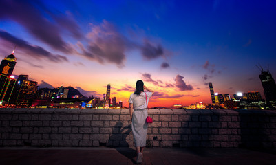 Young woman visit Hong Kong 