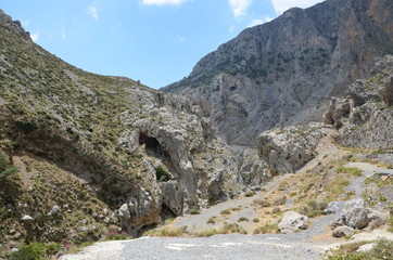 Greece Crete landscape mountains road panorama sea shore sun beach