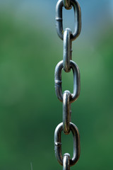 metal chain on green background