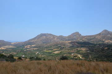 Greece Crete landscape mountains road panorama sea shore sun beach