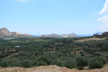 Obraz premium Greece Crete landscape mountains road panorama sea shore sun beach