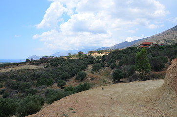 Greece Crete landscape mountains road panorama sea shore sun beach