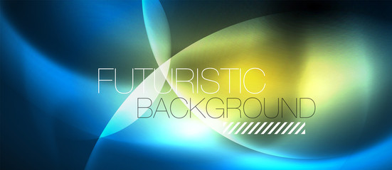 Blue neon bubbles and circles abstract background, futuristic magic techno design