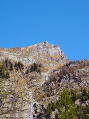 View of the Italian Alps on a sunny day near the town of Macugnaga - April 2019