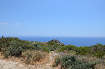 Greece Crete landscape mountains road panorama sea shore sun beach