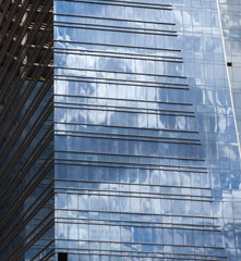 Office building construction. Mirror windows.