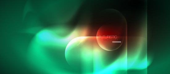 Neon glowing techno lines, blue hi-tech futuristic abstract background template