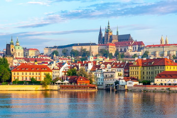 Lesser town (Mala Strana) cityscape with Prague Castle, Czech Republic