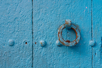Old Blue Door Knocker in Chefchaouen Morocco