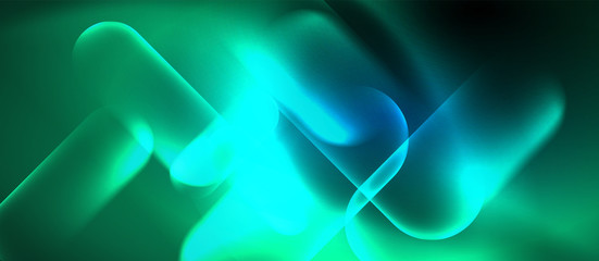 Blue neon round shapes techno background