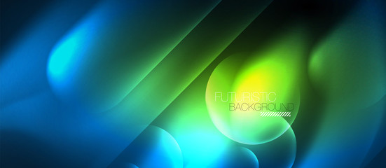 Blue neon round shapes techno background
