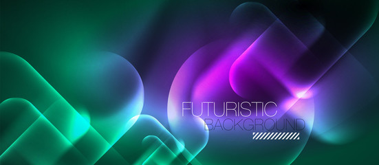 Neon glowing techno lines, hi-tech futuristic abstract background template