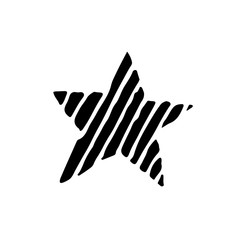Cute cartoon hand drawn star icon. Sweet vector black and white star icon. Isolated monochrome doodle star icon on white background.