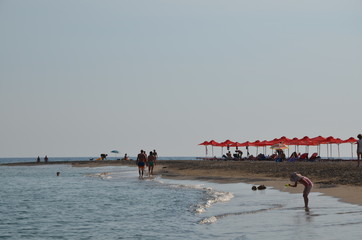 Fototapeta na wymiar Greece Crete landscape mountains road panorama sea shore sun beach