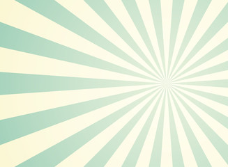 Sunlight wide retro faded background. Pale green and beige color burst background.