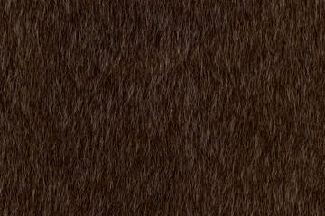 Abstract dark brown animal hair texture background. Close up detail of artificial horse fur skin. Natural wildlife concept