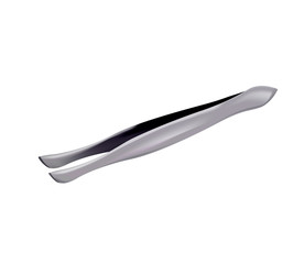 Metal tweezers on white. Realistic illustration