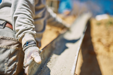 Construction worker on a heavy site doing hard work.