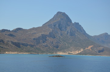 Greece Crete landscape mountains road panorama sea shore sun beach