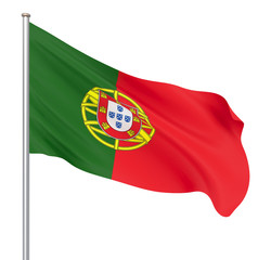 Portugal flag blowing in the wind. Background texture. Lisbon. 3d rendering, wave. – Illustration