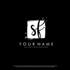 S F SF initial square logo template vector
