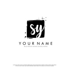 S Y SY initial square logo template vector