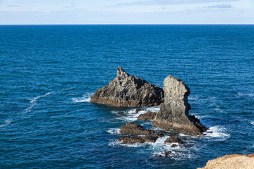 The rocks and cliffs in the ocean of the famous island Belle Ile en Mer in France