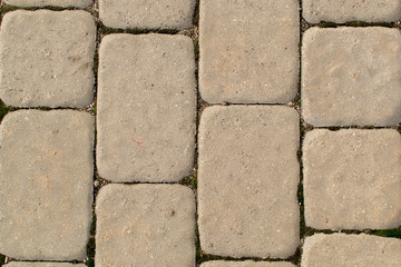 Brick footpath background. Top view. 
