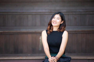 Portrait Of Asian young cute Woman Smiling