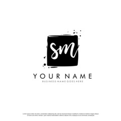 S M SM initial square logo template vector