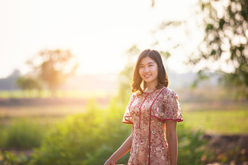 Portrait Of Asian young cute Woman Smiling