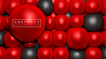 Obraz na płótnie Canvas Creative abstract background with red and black glossy 3d balls.