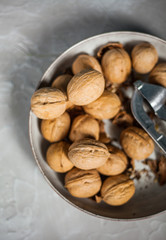 Walnut on the table in the plate