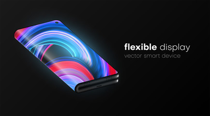 Foldable smartphone with flexible display. New technology transforming cell phone into tablet.