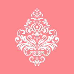 Damask graphic ornament. Floral design element. Pink vector pattern