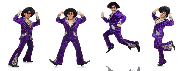 Funny man wearing sombrero and glasses 