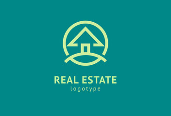 Abstract real estate agent logo icon vector design. Rent, sale of real estate vector logo, House cleaning, home security, real estate auction. Vector building logo concept.