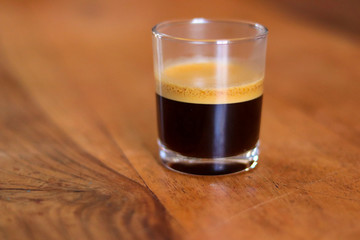 cup of coffee on a wooden table