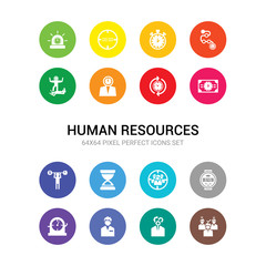 16 human resources vector icons set included selection process, skills, staff, stopclock, stopwatch, target audience, time, time balance, time is money, management, mind icons