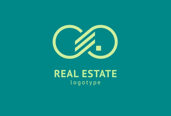 Abstract real estate agent logo icon vector design. Rent, sale of real estate vector logo, House cleaning, home security, real estate auction. Vector building logo concept.