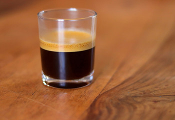 cup of coffee on a wooden table