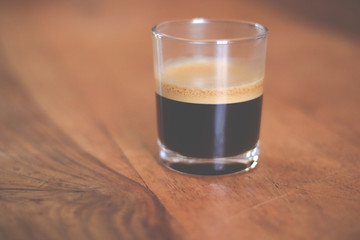 cup of coffee on a wooden table