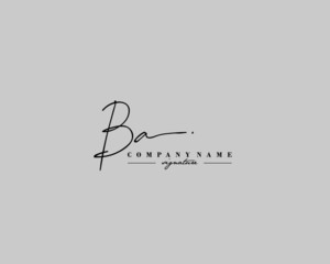 B A BA Signature initial logo template vector