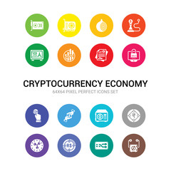 16 cryptocurrency economy vector icons set included proof of stake, random, real, ripple, rupee, safe box, saving, sell, sha 2,  , stocks icons