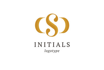 Letter S vector logo. Vintage Insignia and Logotype. Business sign, identity, label, badge initials. Monogram design elements, graceful template. Calligraphic elegant logo design