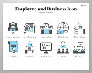 Employee and business icons MonoColor pack