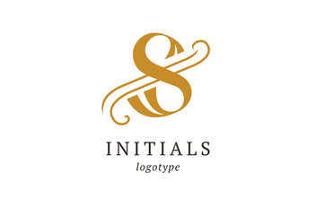 Letter S vector logo. Vintage Insignia and Logotype. Business sign, identity, label, badge initials. Monogram design elements, graceful template. Calligraphic elegant logo design